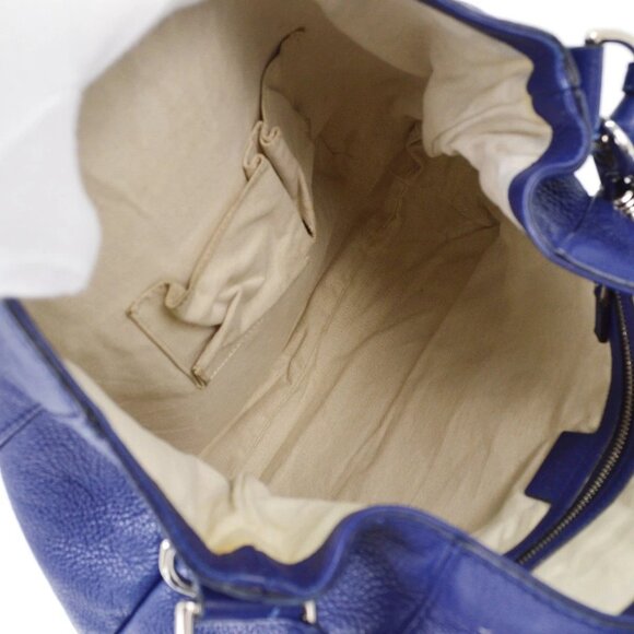 Gucci Blue Horsebit Detail Bamboo Shoulder Bag - Picture 6 of 12